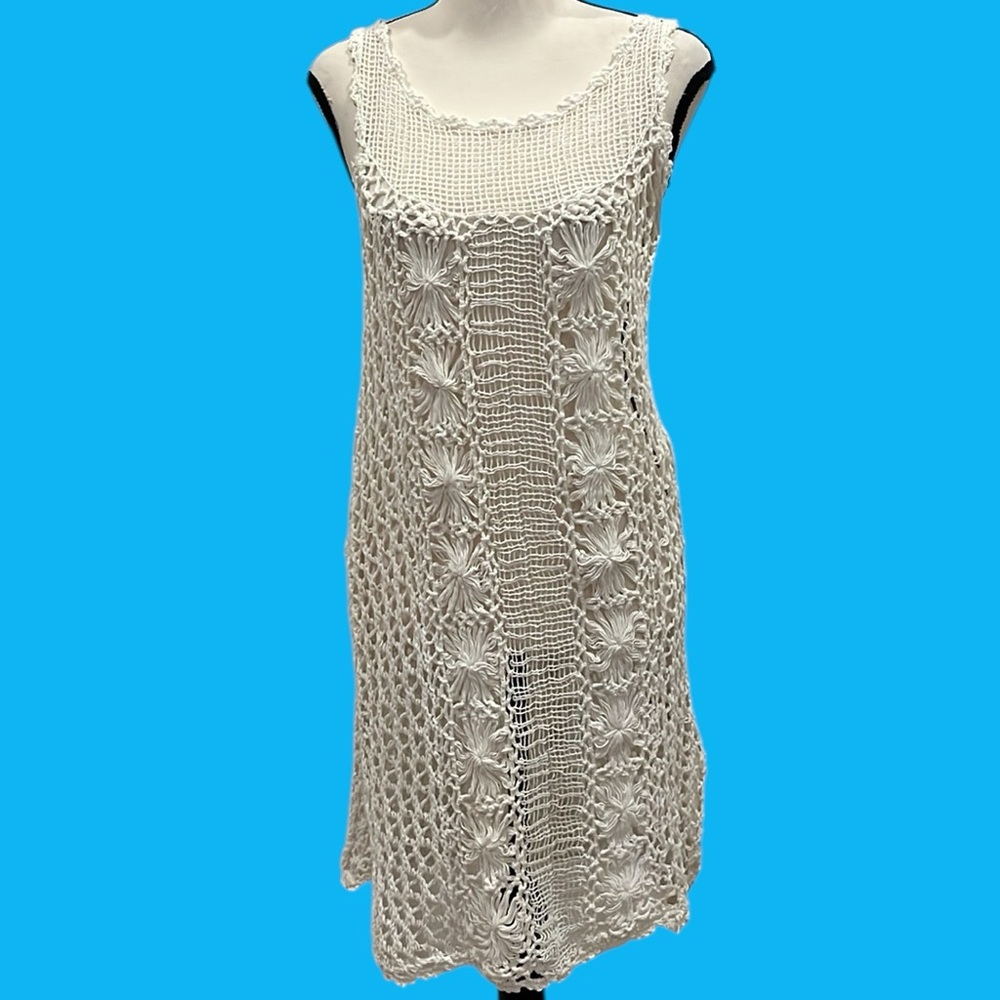 Intimately Free People White Crochet Tank Dress Coverup Beachy Boho Vacation XS